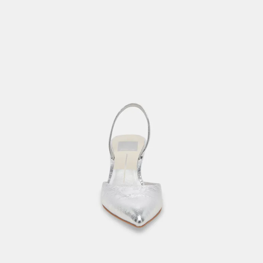 CORSA WIDE HEELS SILVER CRACKLED LEATHER^Dolce Vita Outlet
