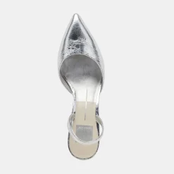 CORSA WIDE HEELS SILVER CRACKLED LEATHER^Dolce Vita Outlet