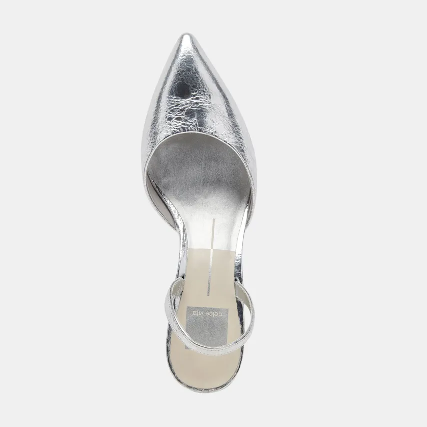 CORSA WIDE HEELS SILVER CRACKLED LEATHER^Dolce Vita Outlet