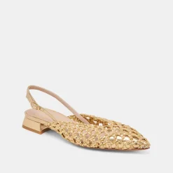 CYNDI FLATS GOLD WOVEN^Dolce Vita Fashion