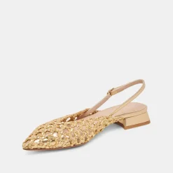 CYNDI FLATS GOLD WOVEN^Dolce Vita Fashion