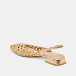 CYNDI FLATS GOLD WOVEN^Dolce Vita Fashion