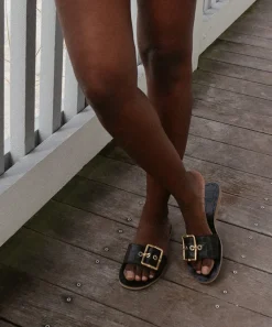 DASA SANDALS NOIR EMBOSSED LEATHER^Dolce Vita Sale