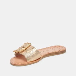 DASA WIDE SANDALS GOLD CRACKLED LEATHER^Dolce Vita New