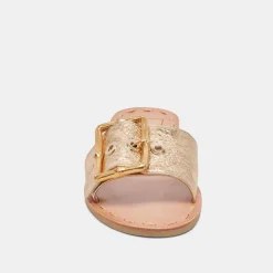 DASA WIDE SANDALS GOLD CRACKLED LEATHER^Dolce Vita New