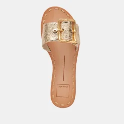 DASA WIDE SANDALS GOLD CRACKLED LEATHER^Dolce Vita New