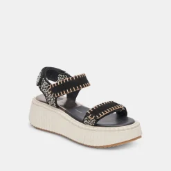 DEBRA SANDALS BLACK WHITE NUBUCK^Dolce Vita Clearance