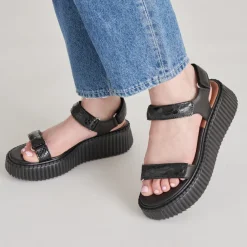 DEBRA SANDALS MIDNIGHT EMBOSSED LEATHER^Dolce Vita Best