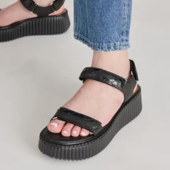 DEBRA SANDALS MIDNIGHT EMBOSSED LEATHER^Dolce Vita Best