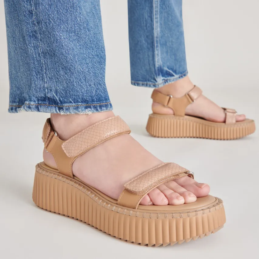 DEBRA SANDALS TOFFEE EMBOSSED LEATHER^Dolce Vita Online