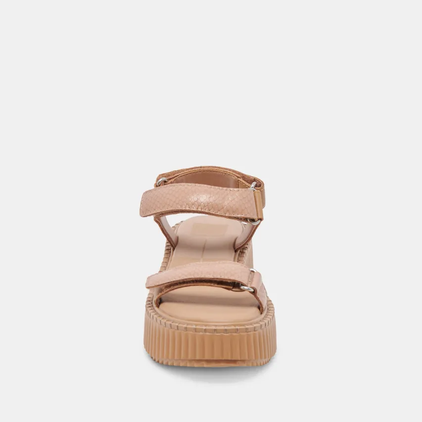DEBRA SANDALS TOFFEE EMBOSSED LEATHER^Dolce Vita Online