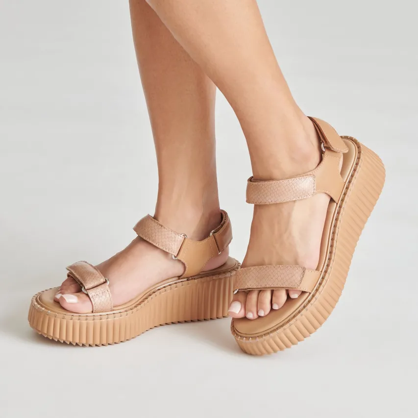 DEBRA SANDALS TOFFEE EMBOSSED LEATHER^Dolce Vita Online