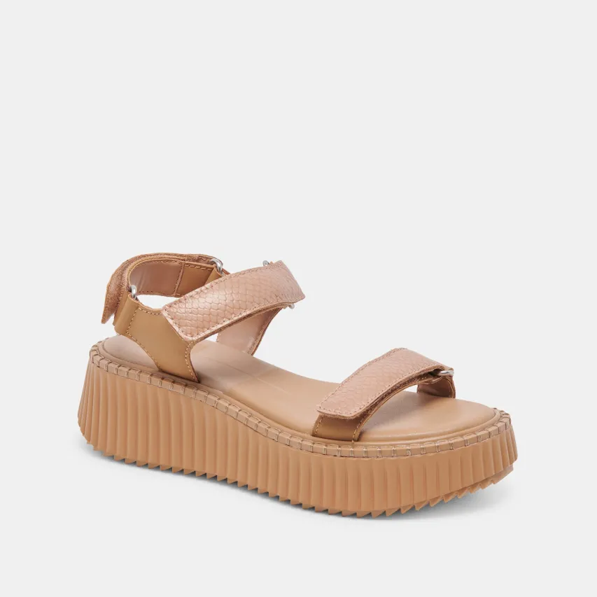 DEBRA SANDALS TOFFEE EMBOSSED LEATHER^Dolce Vita Online
