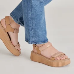 DEBRA SANDALS TOFFEE EMBOSSED LEATHER^Dolce Vita Online
