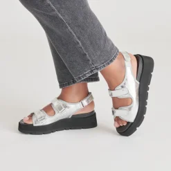 DUBAI SANDALS SILVER DISTRESSED LEATHER^Dolce Vita Outlet