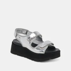 DUBAI SANDALS SILVER DISTRESSED LEATHER^Dolce Vita Outlet