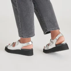 DUBAI SANDALS SILVER DISTRESSED LEATHER^Dolce Vita Outlet