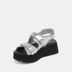 DUBAI SANDALS SILVER DISTRESSED LEATHER^Dolce Vita Outlet