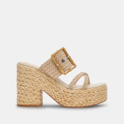 EDWINA HEELS WHITE NATURAL RAFFIA^Dolce Vita Sale