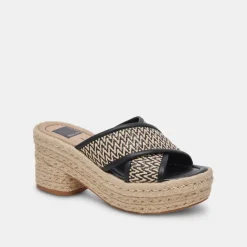 ELDORA HEELS WHITE BLACK RAFFIA^Dolce Vita Fashion