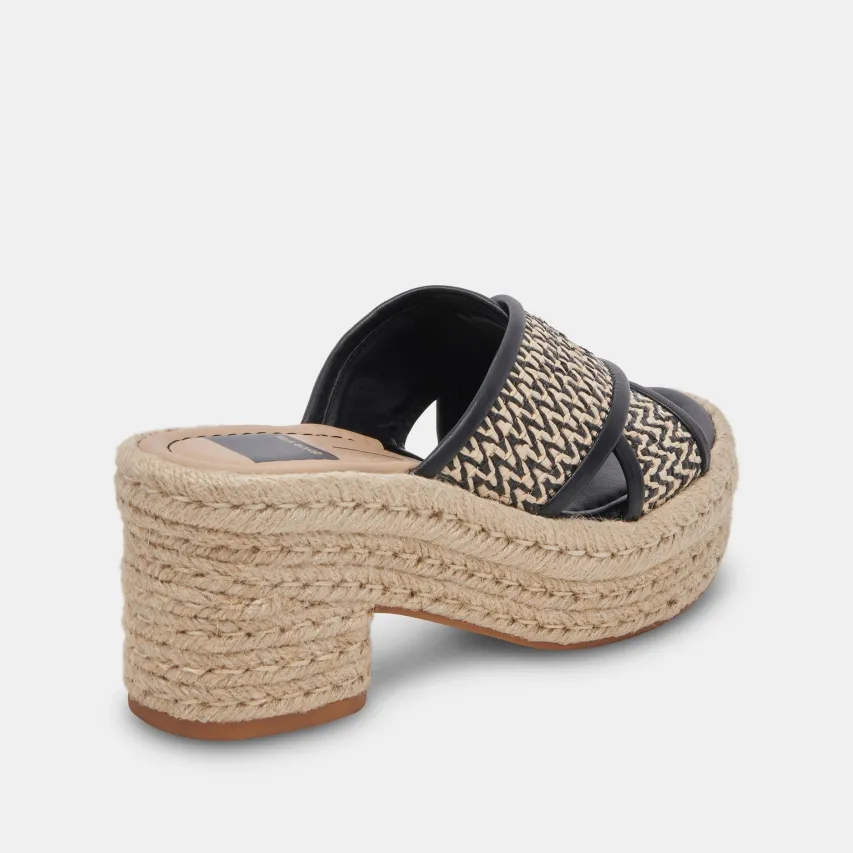 ELDORA HEELS WHITE BLACK RAFFIA^Dolce Vita Fashion