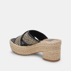 ELDORA HEELS WHITE BLACK RAFFIA^Dolce Vita Fashion