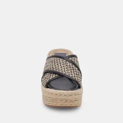 ELDORA HEELS WHITE BLACK RAFFIA^Dolce Vita Fashion