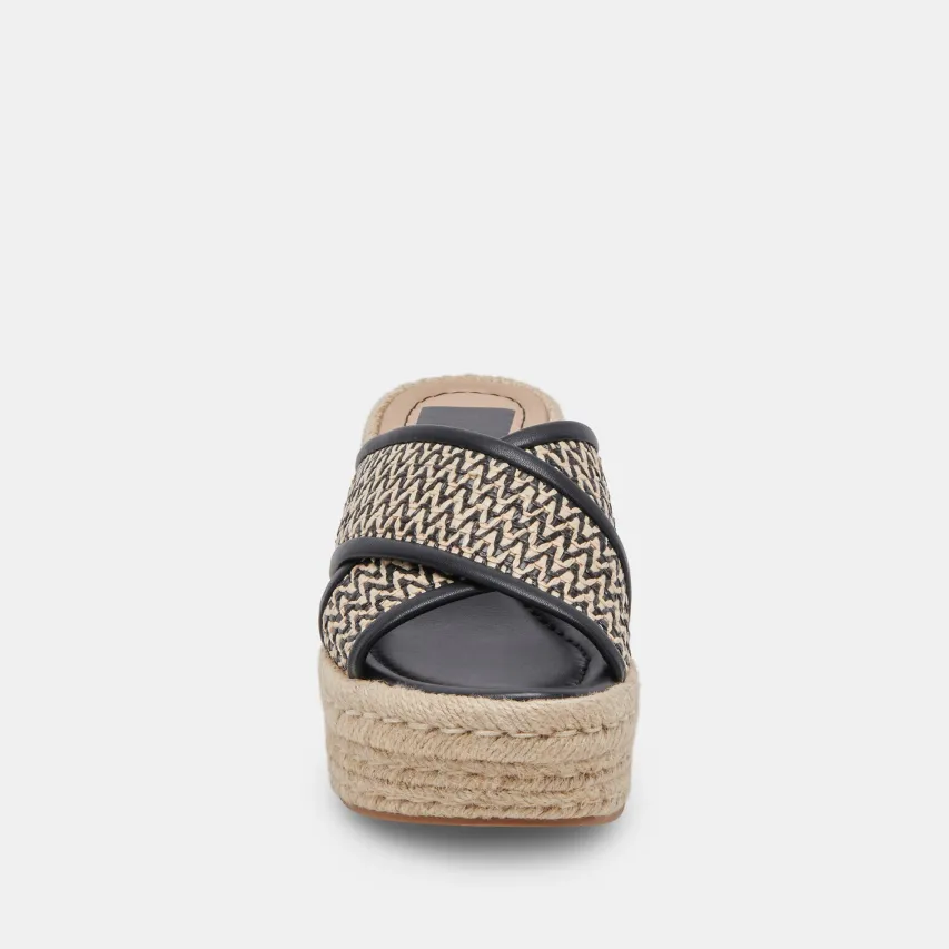 ELDORA HEELS WHITE BLACK RAFFIA^Dolce Vita Fashion