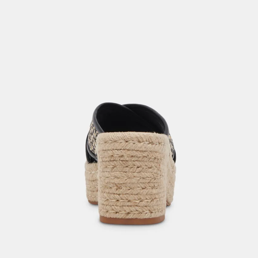 ELDORA HEELS WHITE BLACK RAFFIA^Dolce Vita Fashion