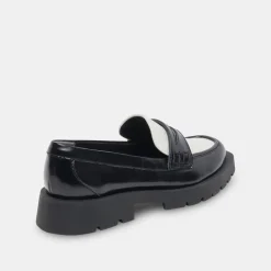 ELIAS WIDE FLATS BLACK WHITE CRINKLE PATENT^Dolce Vita Discount