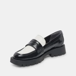 ELIAS WIDE FLATS BLACK WHITE CRINKLE PATENT^Dolce Vita Discount