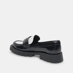 ELIAS WIDE FLATS BLACK WHITE CRINKLE PATENT^Dolce Vita Discount
