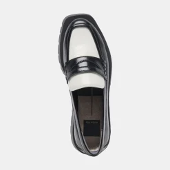 ELIAS WIDE FLATS BLACK WHITE CRINKLE PATENT^Dolce Vita Discount