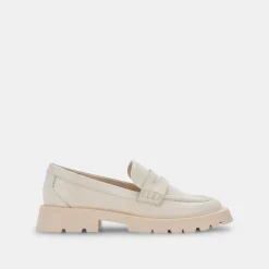 ELIAS WIDE FLATS IVORY EMBOSSED LEATHER^Dolce Vita Best