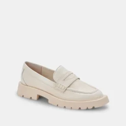 ELIAS WIDE FLATS IVORY EMBOSSED LEATHER^Dolce Vita Best