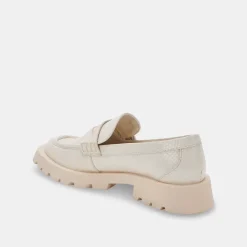 ELIAS WIDE FLATS IVORY EMBOSSED LEATHER^Dolce Vita Best