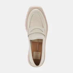 ELIAS WIDE FLATS IVORY EMBOSSED LEATHER^Dolce Vita Best