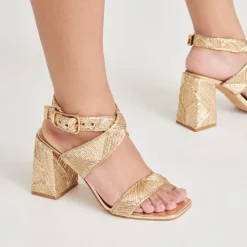 FINNY DECO HEELS GOLD WOVEN STELLA^Dolce Vita Clearance