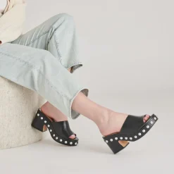 GLORI HEELS BLACK LEATHER^Dolce Vita Best