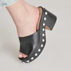 GLORI HEELS BLACK LEATHER^Dolce Vita Best