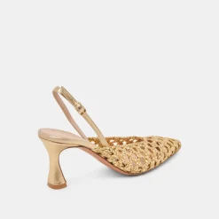 GLORIA HEELS GOLD WOVEN^Dolce Vita Online