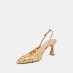 GLORIA HEELS GOLD WOVEN^Dolce Vita Online