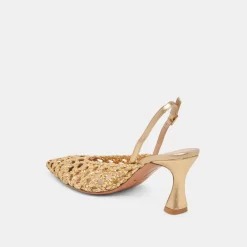 GLORIA HEELS GOLD WOVEN^Dolce Vita Online