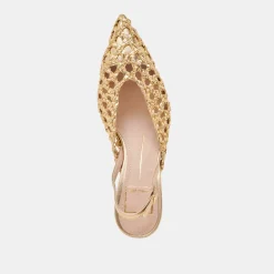 GLORIA HEELS GOLD WOVEN^Dolce Vita Online