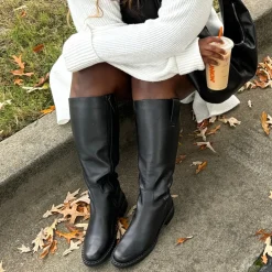 GLORY H2O WIDE CALF BOOTS BLACK LEATHER^Dolce Vita Outlet