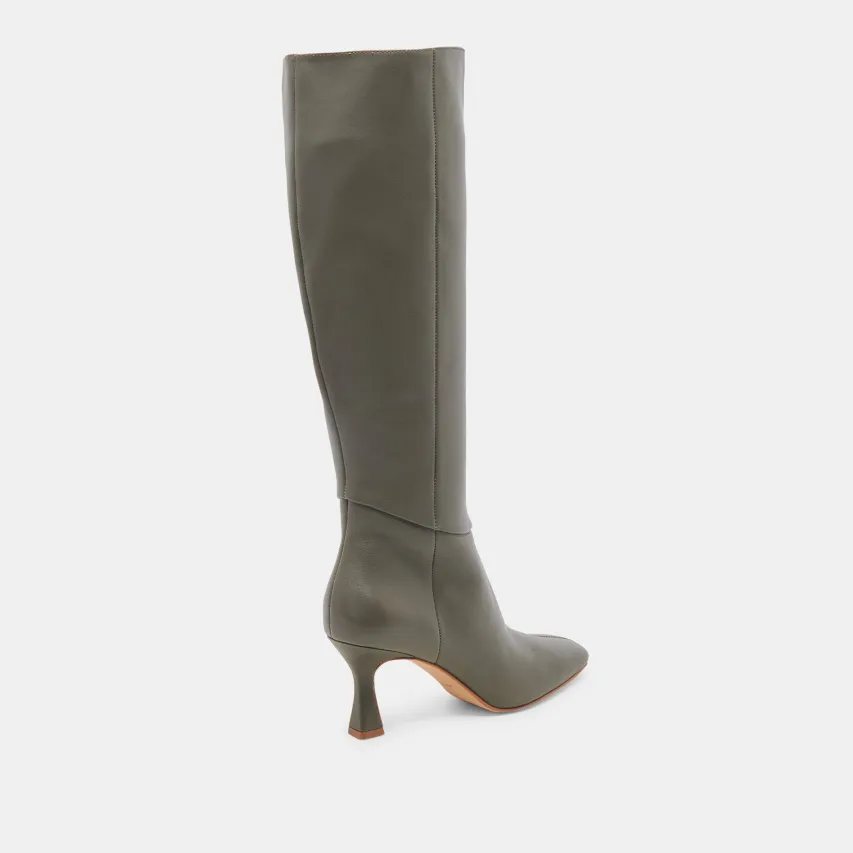 GYRA BOOTS DARK OLIVE LEATHER^Dolce Vita Clearance