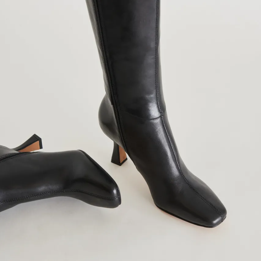 GYRA EXTRA WIDE CALF BOOTS BLACK LEATHER^Dolce Vita Fashion