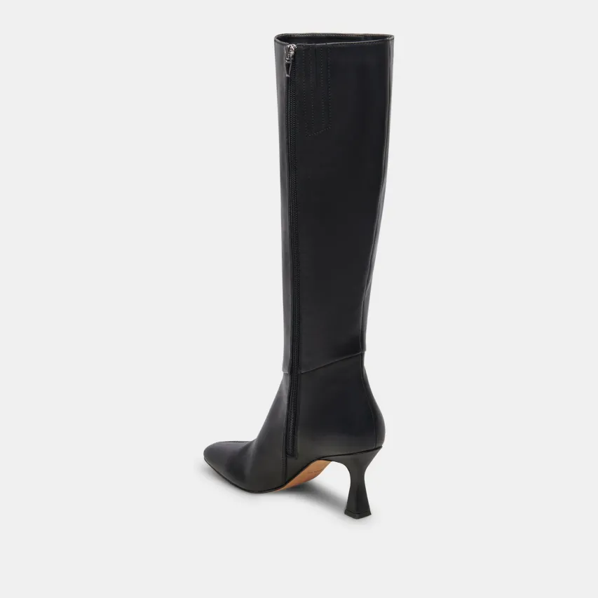 GYRA EXTRA WIDE CALF BOOTS BLACK LEATHER^Dolce Vita Fashion