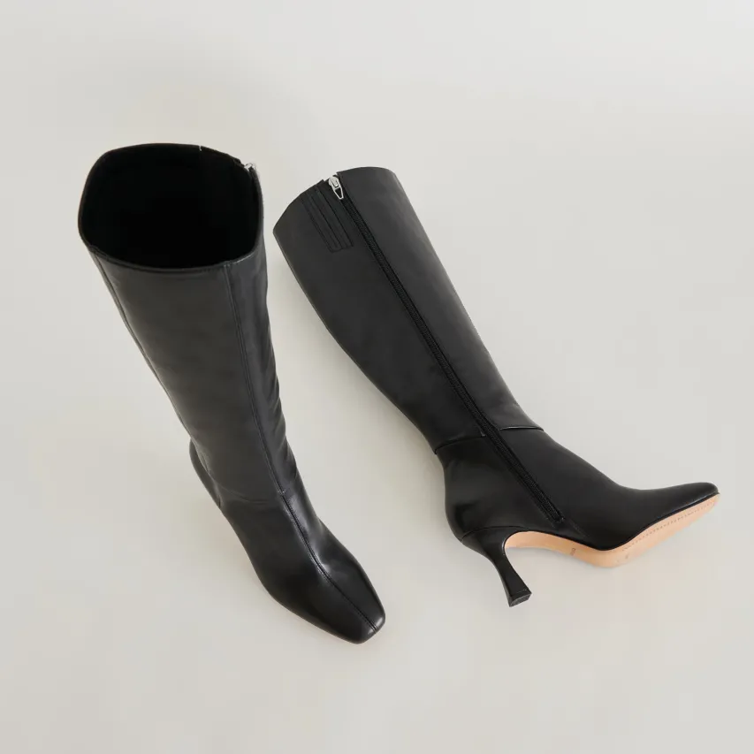 GYRA EXTRA WIDE CALF BOOTS BLACK LEATHER^Dolce Vita Fashion