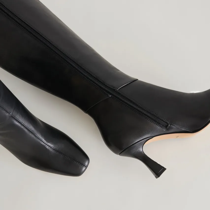 GYRA EXTRA WIDE CALF BOOTS BLACK LEATHER^Dolce Vita Fashion
